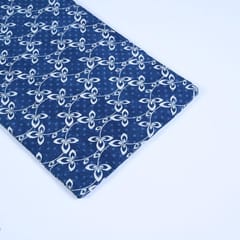 Indigo Blue Colour Daboo floral Printed Fabric