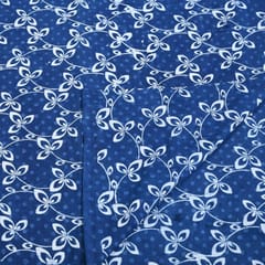Indigo Blue Colour Daboo floral Printed Fabric