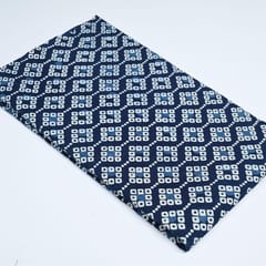 Indigo Blue Colour Daboo goemetric Printed Fabric