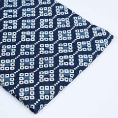 Indigo Blue Colour Daboo goemetric Printed Fabric