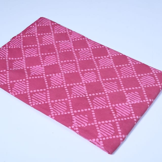 Pink Colour Daboo goemetric Printed Fabric