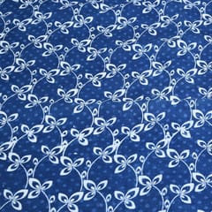 Indigo Blue Colour Daboo floral Printed Fabric