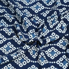 Indigo Blue Colour Daboo goemetric Printed Fabric
