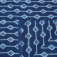 Indigo Blue Colour Daboo goemetric Printed Fabric