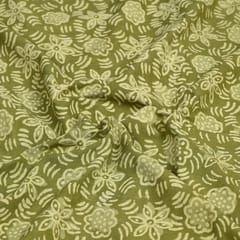 Green Colour Daboo floral Printed Fabric
