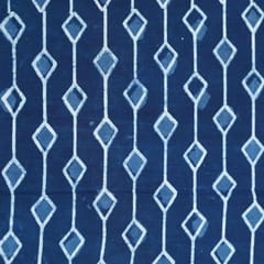 Indigo Blue Colour Daboo goemetric Printed Fabric