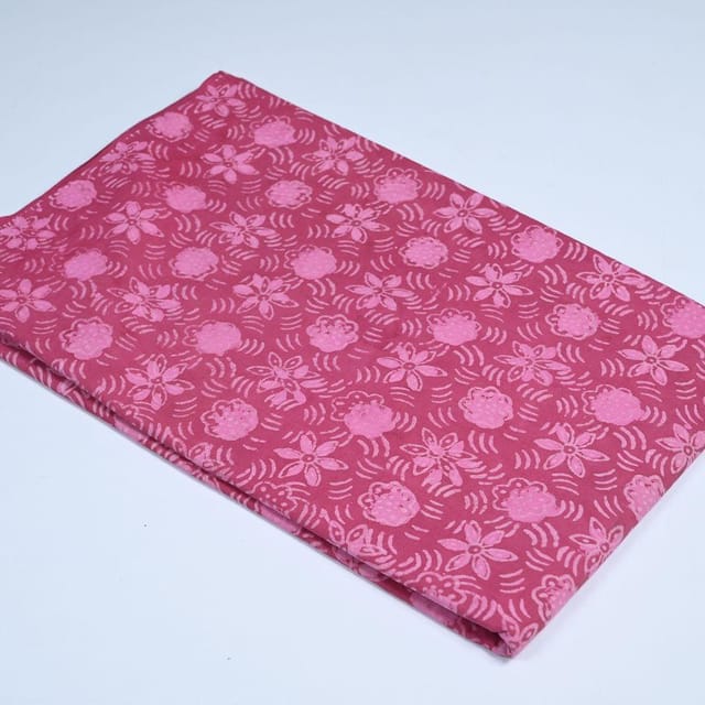 Pink Colour Daboo floral Printed Fabric