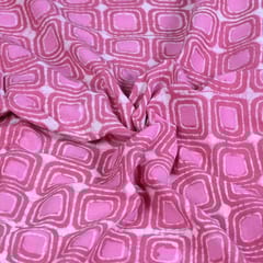 Pink Colour Daboo goemetric Printed Fabric