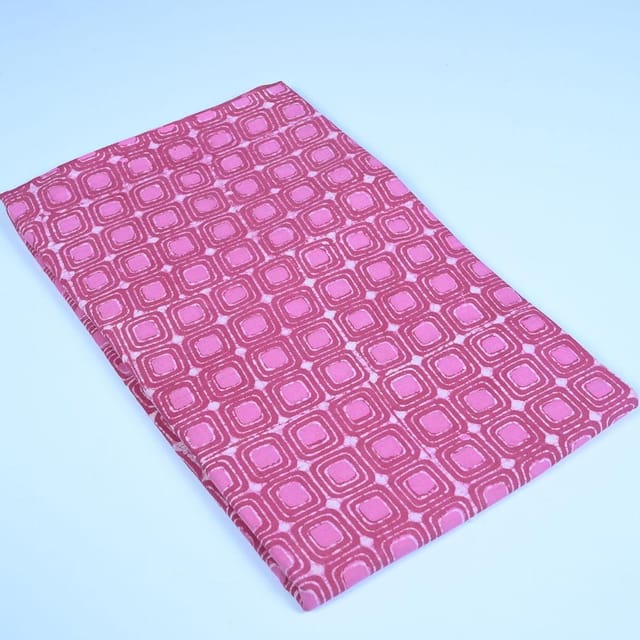 Pink Colour Daboo goemetric Printed Fabric