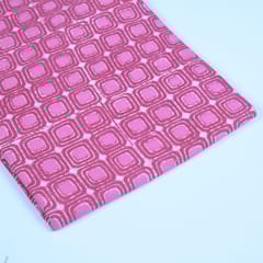 Pink Colour Daboo goemetric Printed Fabric