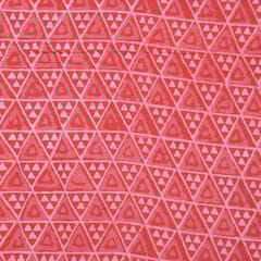 Red Colour Daboo goemetric Printed Fabric
