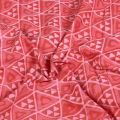 Red Colour Daboo goemetric Printed Fabric