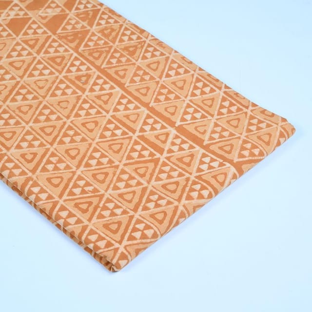 Yellow Colour Daboo goemetric Printed Fabric