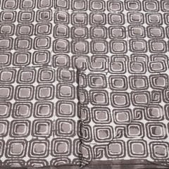 Brown Colour Daboo goemetric Printed Fabric