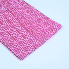 Pink Colour Daboo goemetric Printed Fabric
