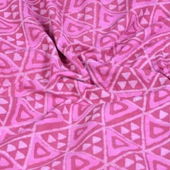 Pink Colour Daboo goemetric Printed Fabric