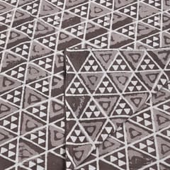 Brown Colour Daboo goemetric Printed Fabric