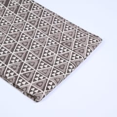 Brown Colour Daboo goemetric Printed Fabric