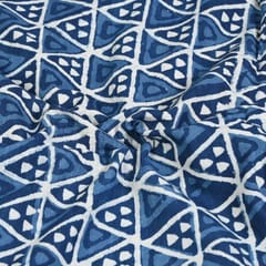 Blue Colour Daboo goemetric Printed Fabric