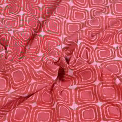 Red Colour Daboo goemetric Printed Fabric