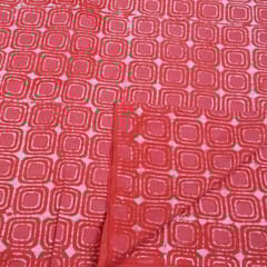 Red Colour Daboo goemetric Printed Fabric