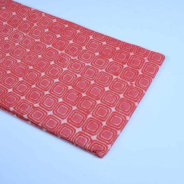 Red Colour Daboo goemetric Printed Fabric