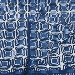Blue Colour Daboo goemetric Printed Fabric