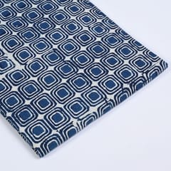 Blue Colour Daboo goemetric Printed Fabric