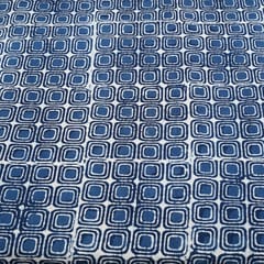 Blue Colour Daboo goemetric Printed Fabric