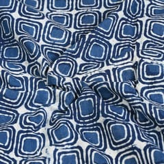 Blue Colour Daboo goemetric Printed Fabric