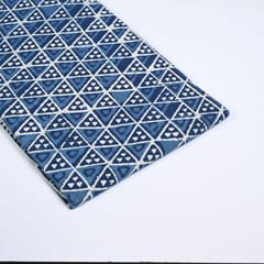 Blue Colour Daboo goemetric Printed Fabric