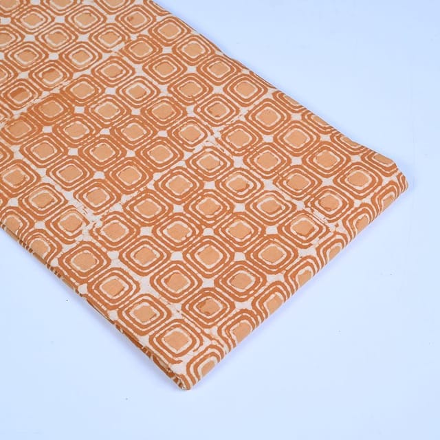 Yellow Colour Daboo goemetric Printed Fabric