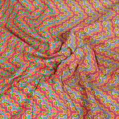 Bright Pink and Firozi Cotton Printed Fabric