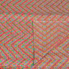 Bright Pink and Firozi Cotton Printed Fabric