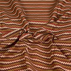 Brown Colour Zig Zag Cotton Printed fabric