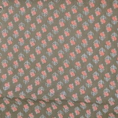 Khaki Colour Cotton Printed Fabric
