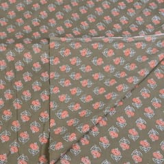 Khaki Colour Cotton Printed Fabric