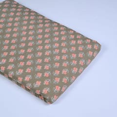Khaki Colour Cotton Printed Fabric