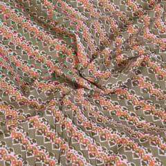 Khaki Colour Cotton Printed Fabric