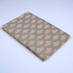Khaki Colour Cotton Printed Fabric