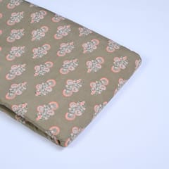 Khaki Colour Cotton Printed Fabric