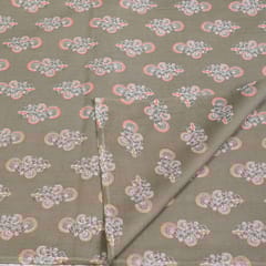 Khaki Colour Cotton Printed Fabric
