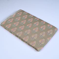 Khaki Colour Cotton Printed Fabric