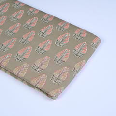 Khaki Colour Cotton Printed Fabric