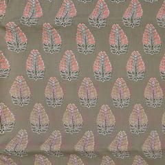 Khaki Colour Cotton Printed Fabric