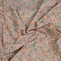 Khaki Colour Cotton Printed Fabric