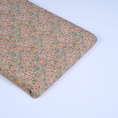 Khaki Colour Cotton Printed Fabric