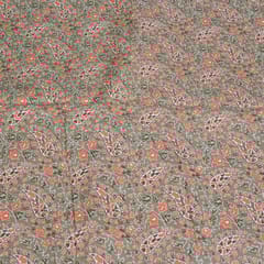 Khaki Colour Cotton Printed Fabric