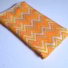 Orange Colour Geometric Zig Zag pattern Japan Cotton Silk Fabric