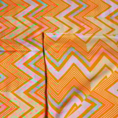 Orange Colour Geometric Zig Zag pattern Japan Cotton Silk Fabric